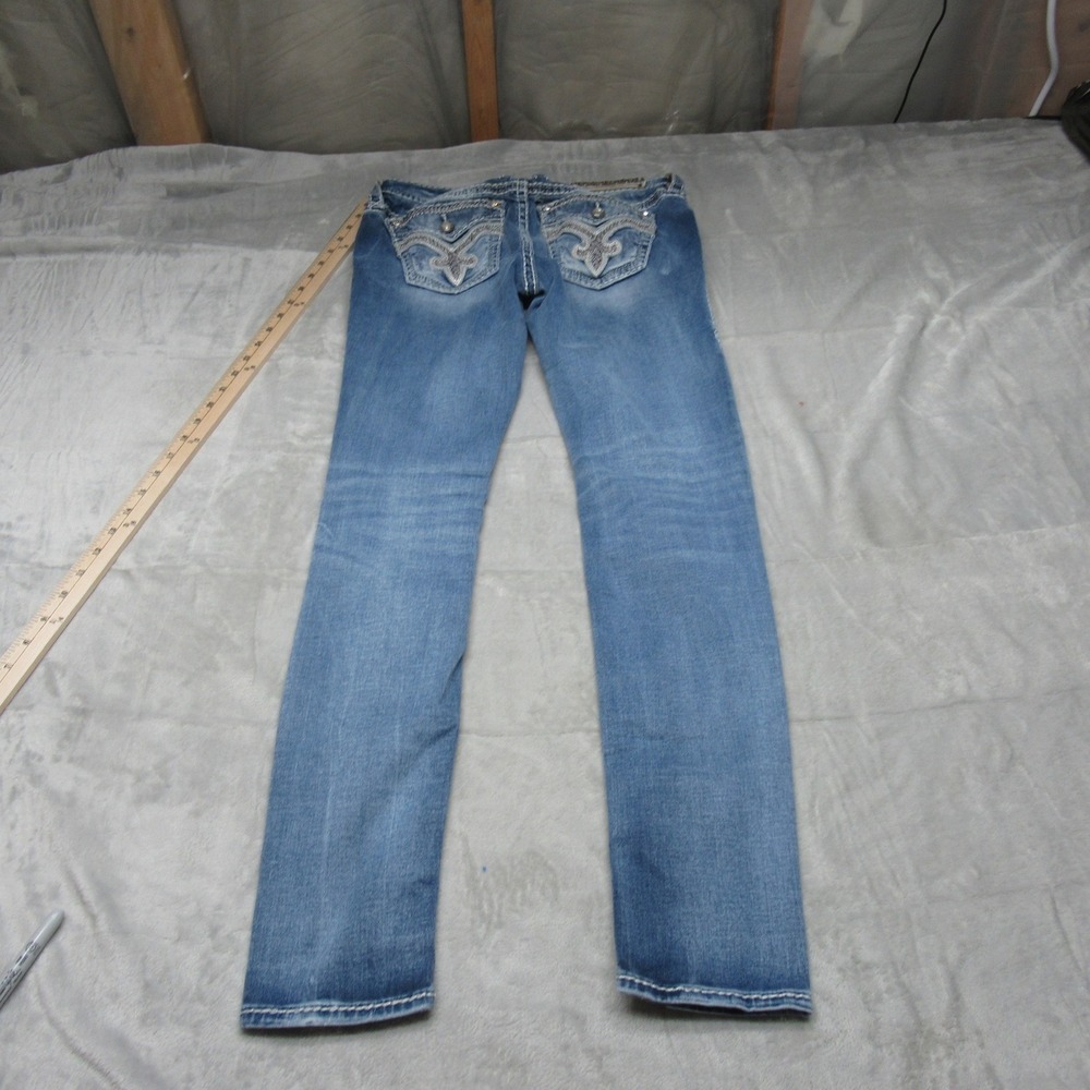 Rock Revival Jeans Womens 29x30 Blue Oliana Skinny Rhinestone Embellished Casual - Picture 2 of 15